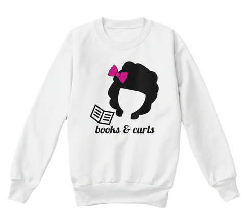 Books & Curls White  T-Shirt Front