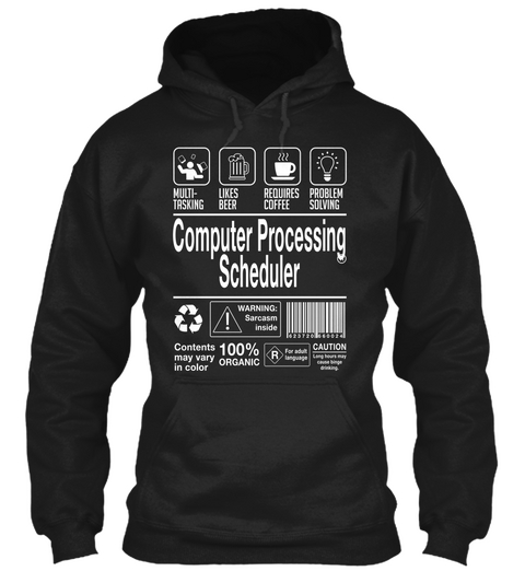 Computer Processing Scheduler Black T-Shirt Front