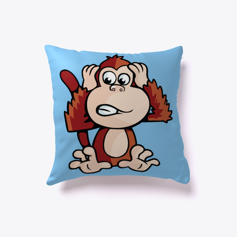 Monkey Throw Pillow Light Blue T-Shirt Front