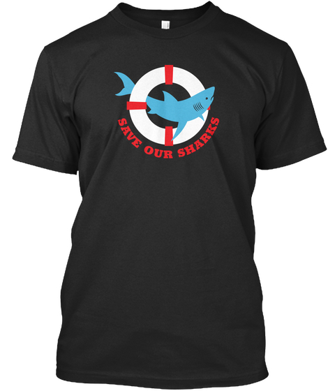 Save Our Sharks Black áo T-Shirt Front