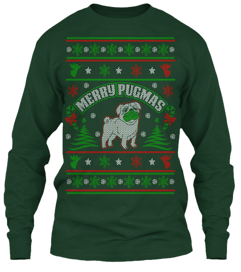 Merry Pugmas  Forest Green Kaos Front