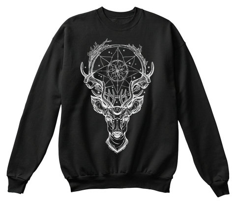 White Totem Deer Jet Black Camiseta Front