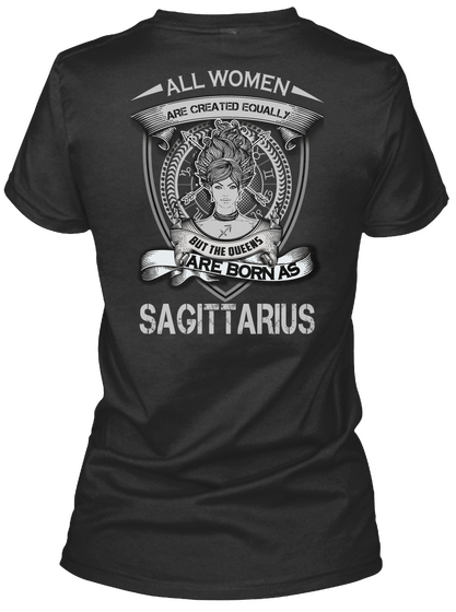 Sagittarius Woman Black T-Shirt Back