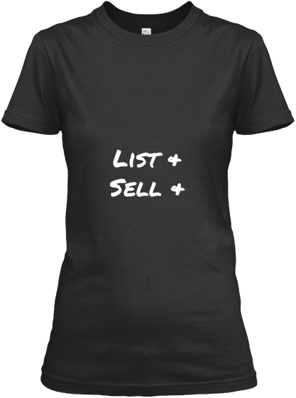 Thrift List Sell Repeat Black T-Shirt Front
