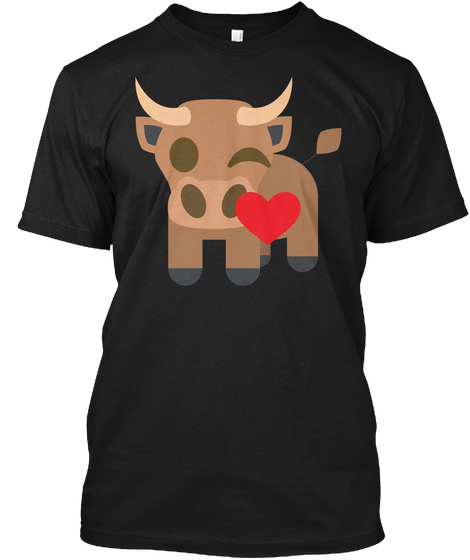 Ox Emoji Flirting And Blowing Kiss Black Camiseta Front