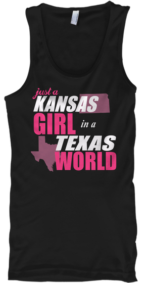 Just A Kansas Girl In A Texas World Black Camiseta Front