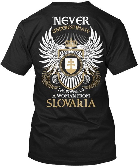 Woman From Slovakia Black T-Shirt Back