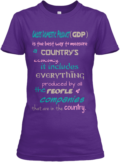Gross Domestic Product 
 (Gdp) Is The Best Way To Measure A Country's Economy. It Includes Everything Produced By All... Purple T-Shirt Front