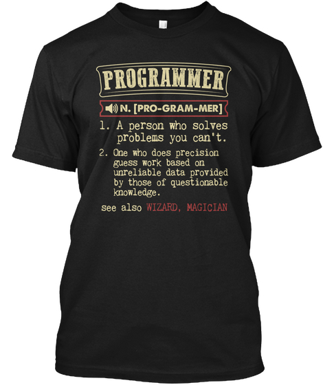 Programmer Dictionary Term Black T-Shirt Front