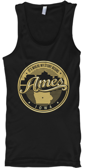 It's Where My Story Begins Ames Iowa Black Camiseta Front