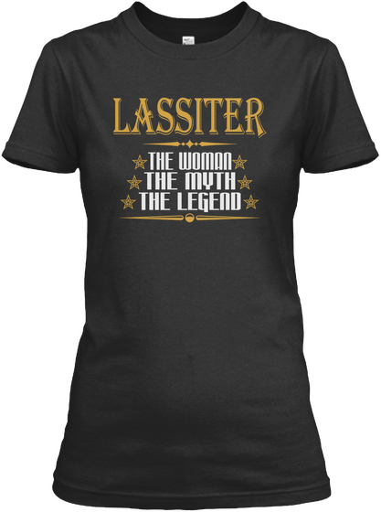 Lassiter The Woman The Myth The Legend Black T-Shirt Front