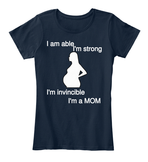 I Am Able I'm Strong I'm Invincible I'm A Mom Navy Camiseta Front