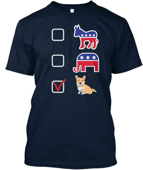 I Vote Corgi Tees New Navy Camiseta Front