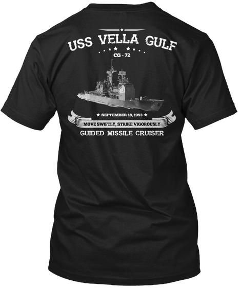 Uss Vella Gulf Cg 72 September 18,1993 Move Swiftly, Strike Vigorously Guided Missile Cruiser Black Kaos Back