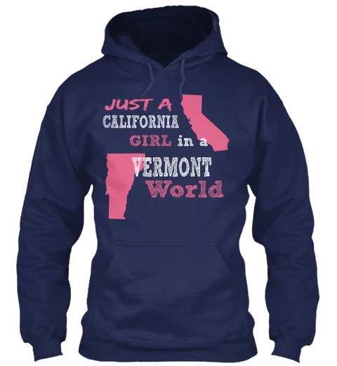 Just A California Girl In A Vermont World Navy Camiseta Front