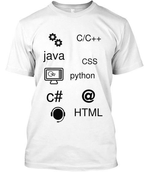 C/C++ Java Css Python C# @ Html White T-Shirt Front