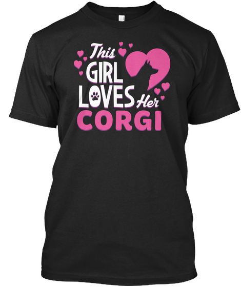 This Girl Loves Her Corgi Black Maglietta Front