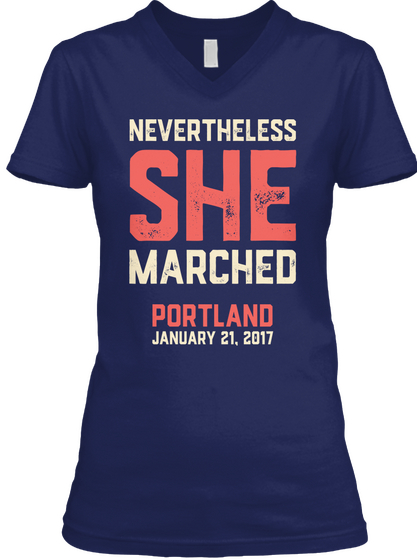 Women's March On Portland Navy T-Shirt Front