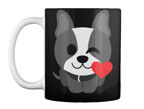Mug   Boston Terrier Emoji Flirting And Blowing Kiss Look Black Maglietta Front