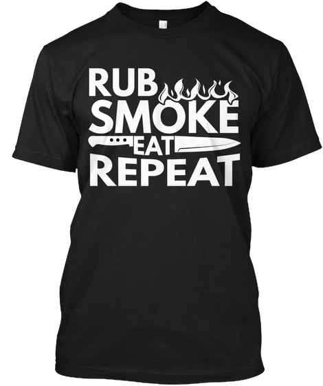 Rub, Smoke, Eat, Repeat Black Camiseta Front