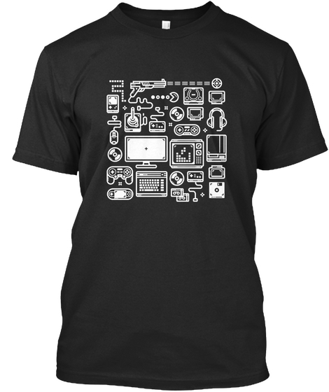 8 Bit Retro Gamer T Shirt Black Kaos Front