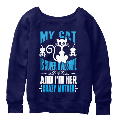 Crazy Cat Mother Navy  T-Shirt Front