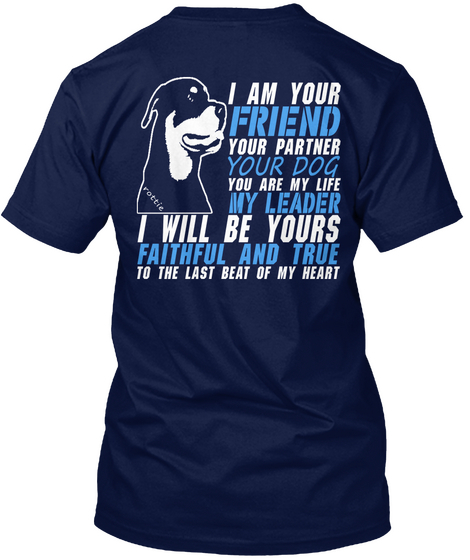 Faithful And True Rottweiler Navy áo T-Shirt Back