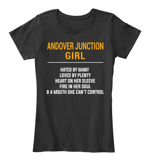 Andover Junction Nj Girl   Heart On Sleeve. Customizable City Black Camiseta Front