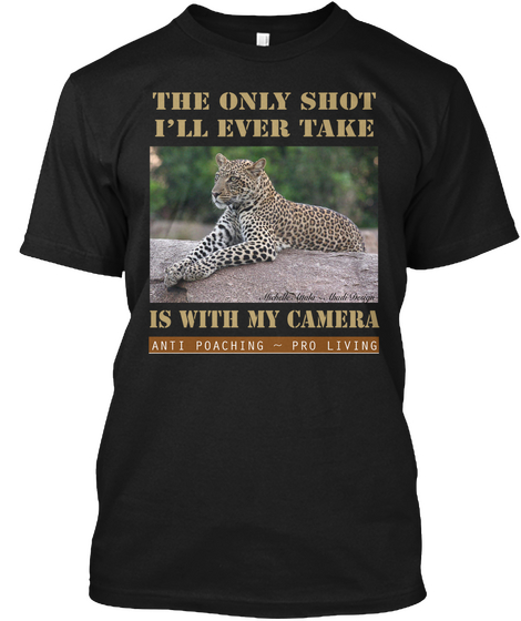 Anti Poaching Leopard Black T-Shirt Front