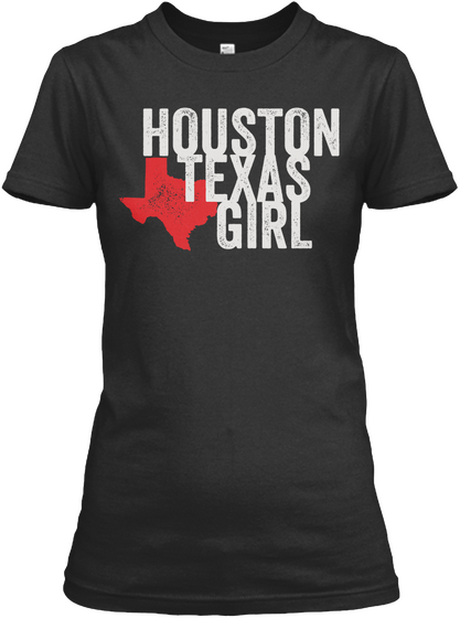 Houston Texas Girl Black T-Shirt Front