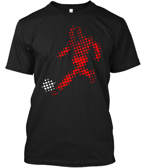 Pixel Soccer Player Black T-Shirt Front