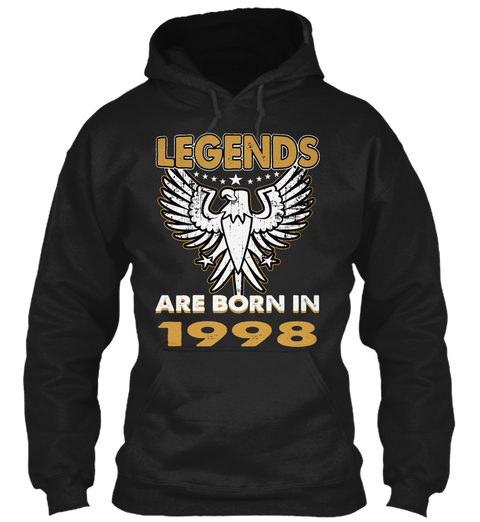 Legends Are Born In 1998 Black Camiseta Front