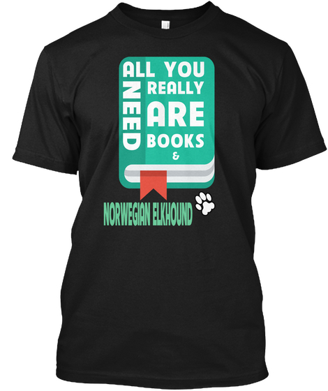 Ltd Books Norwegian Elkhound Black T-Shirt Front